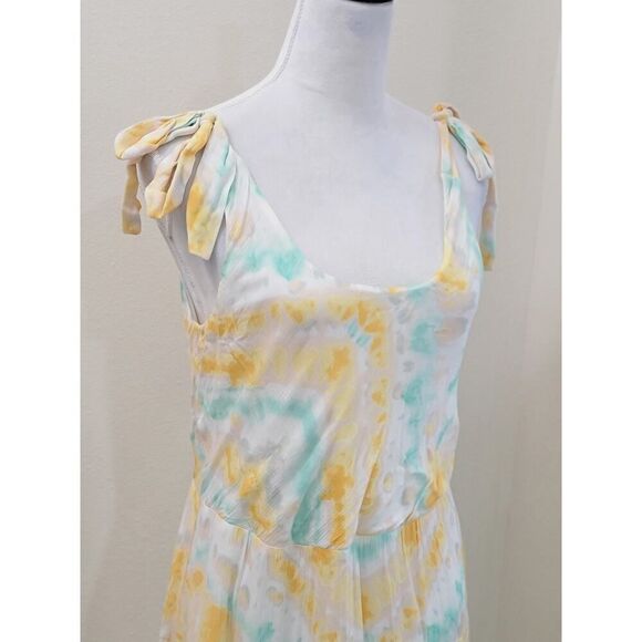 Altar'd State Watercolor Print Maxi Dress Sleeveless Shoulder Tie Size M - Picture 3 of 10